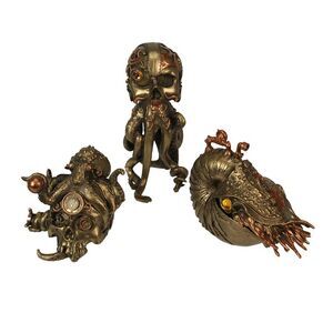 Steampunk Nautilus & Octopus Skull Statues – Retro-Futuristic Oceanic Sculptures